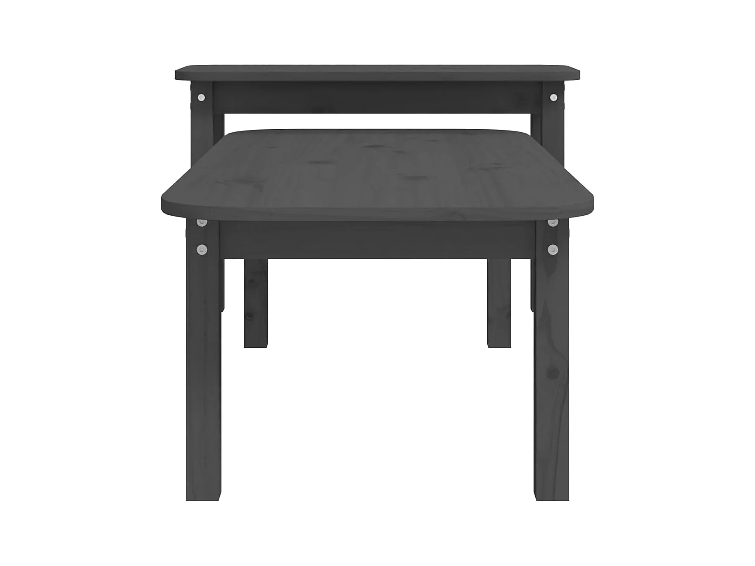 2-delige salontafelset grijs massief grenenhout