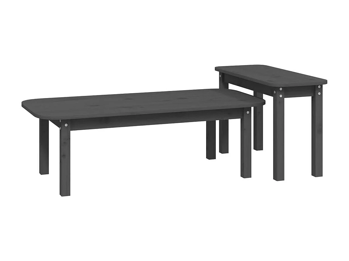 Ensemble de tables basses 2 pcs Gris Bois massif de pin