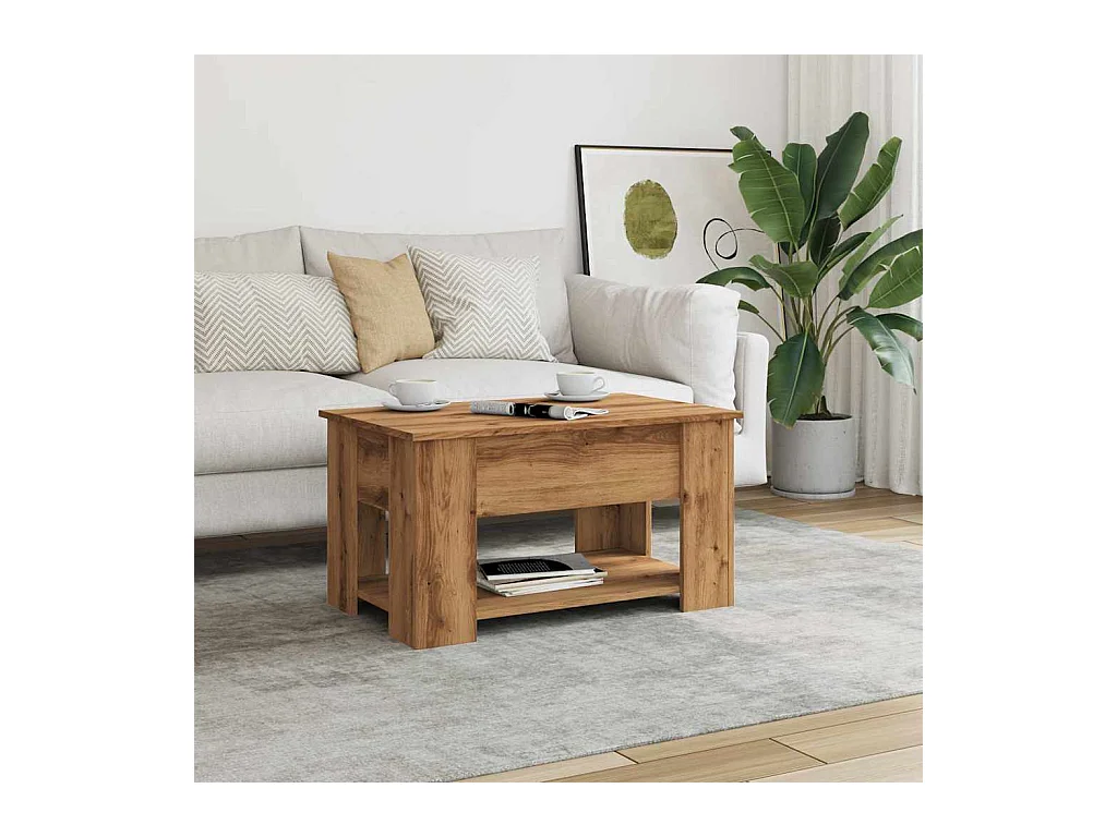 Handgemaakte eikenhouten salontafel 79x49x41 cm bewerkt hout