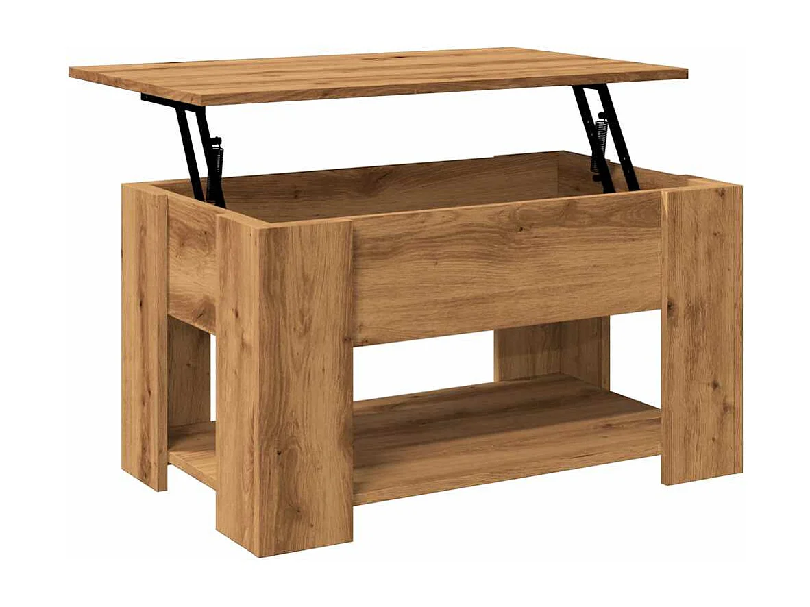 Handgemaakte eikenhouten salontafel 79x49x41 cm bewerkt hout