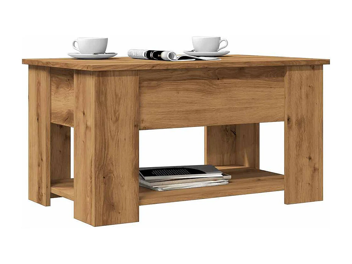 Tavolino da caffè in rovere fatto a mano 79x49x41 cm in legno ingegnerizzato