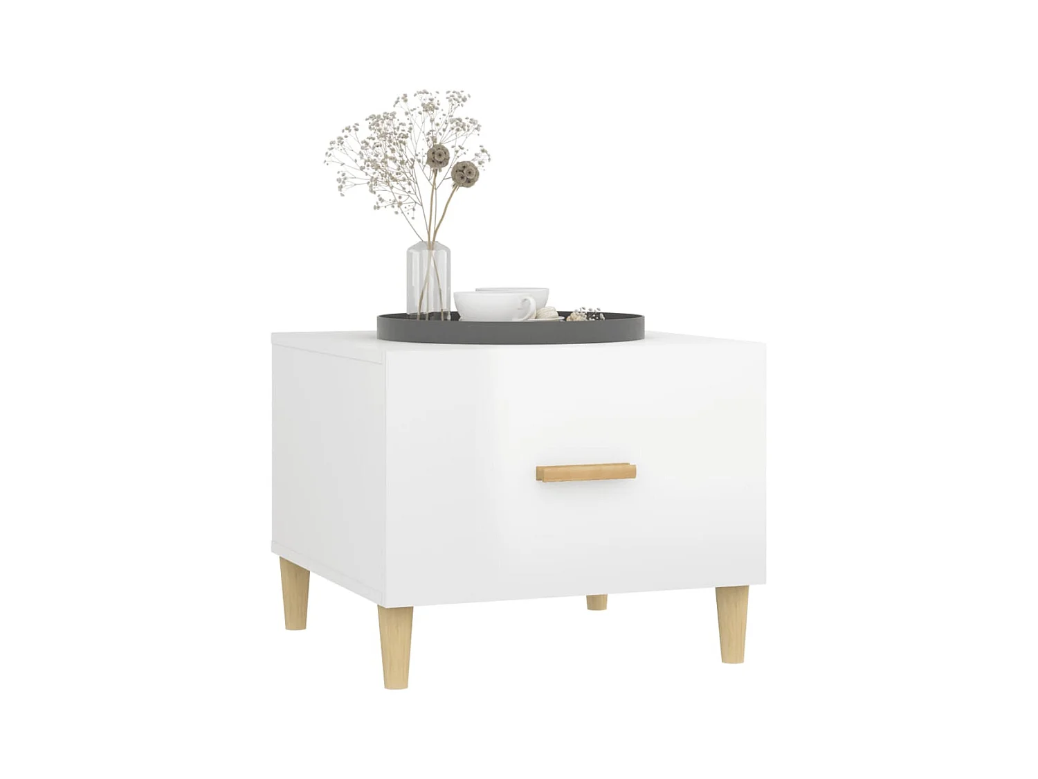 Salontafels 2 stuks wit hoogglans 50x50x40cm bewerkt hout