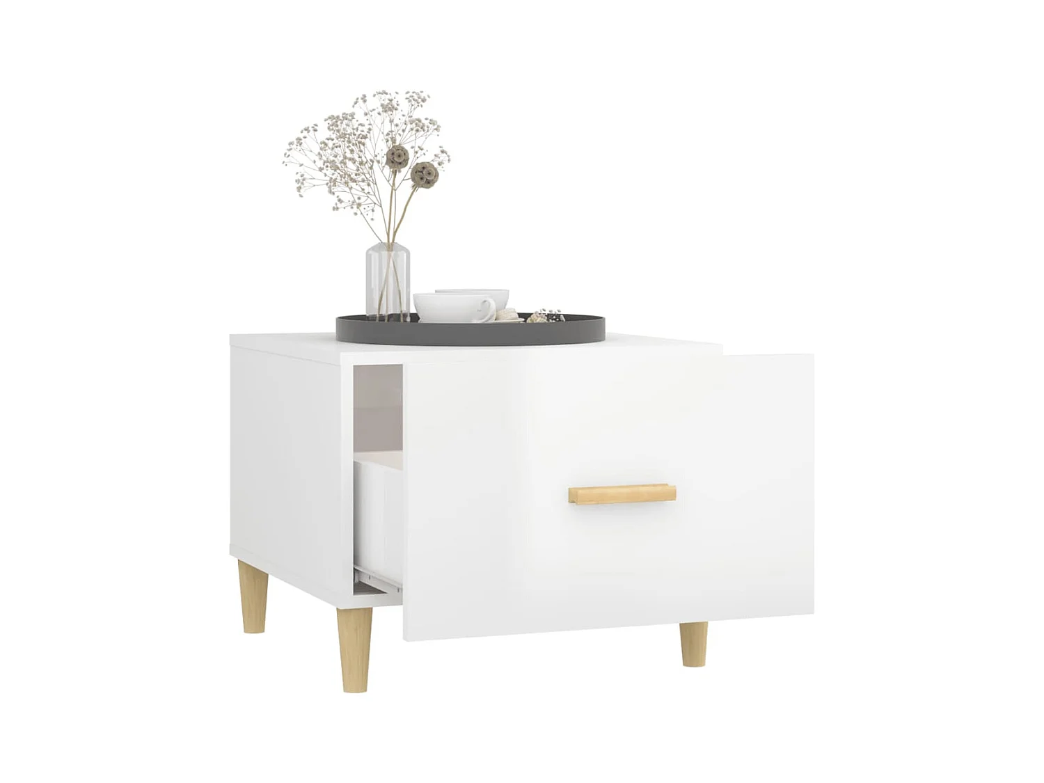 Salontafels 2 stuks wit hoogglans 50x50x40cm bewerkt hout