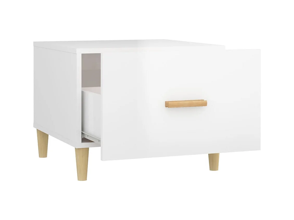 Salontafels 2 stuks wit hoogglans 50x50x40cm bewerkt hout