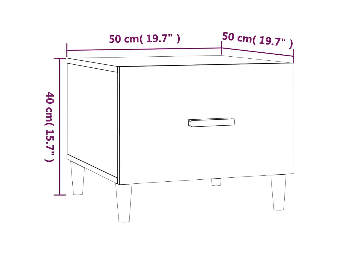 Salontafels 2 stuks wit hoogglans 50x50x40cm bewerkt hout