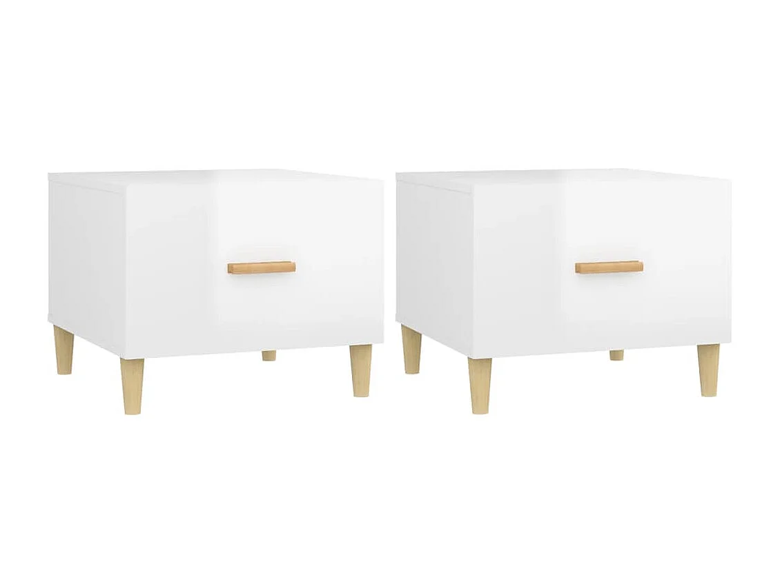 Tables basses 2 pcs blanc brillant 50x50x40cm bois d'ingénierie