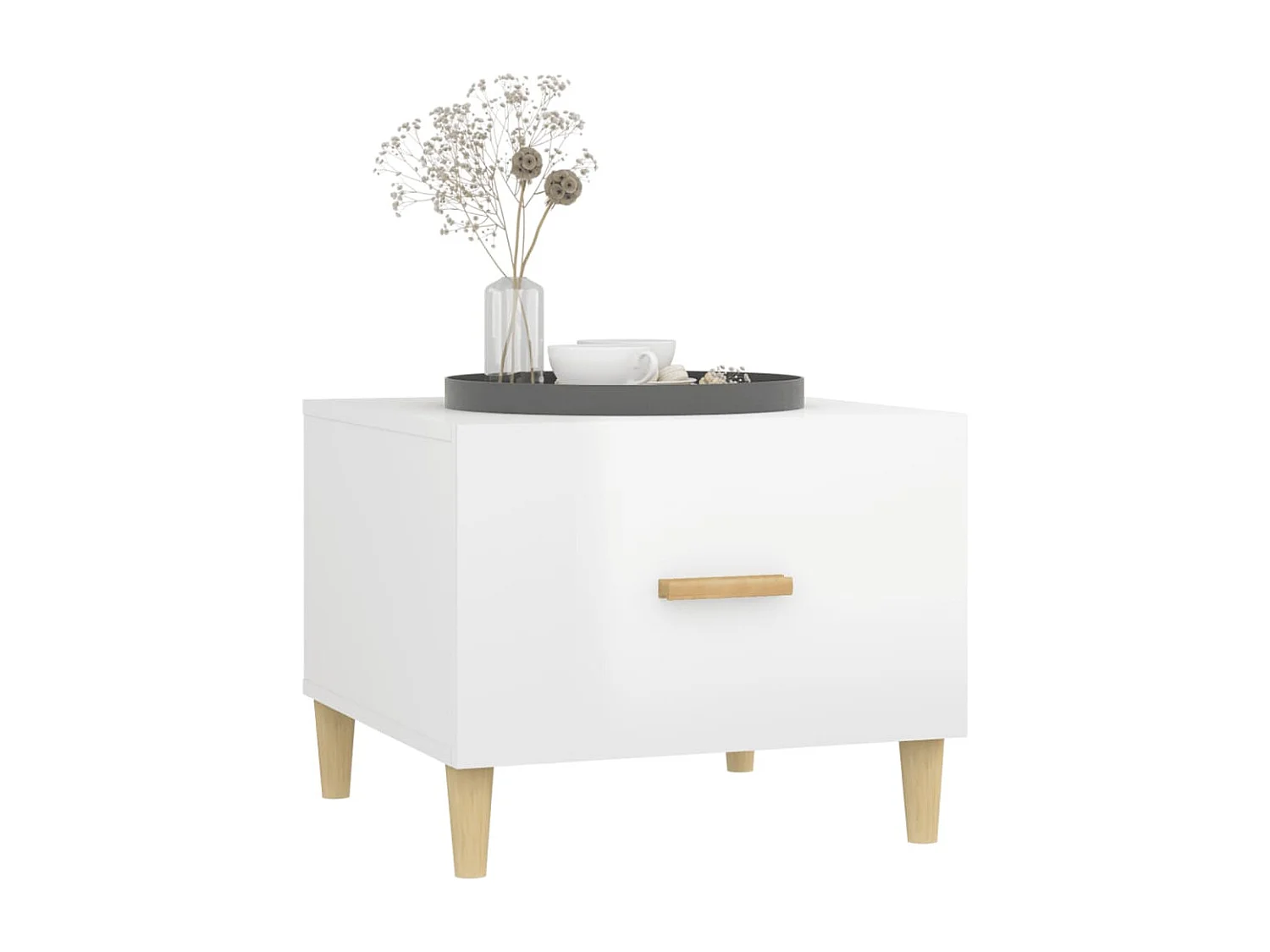 Tables basses 2 pcs blanc brillant 50x50x40cm bois d'ingénierie