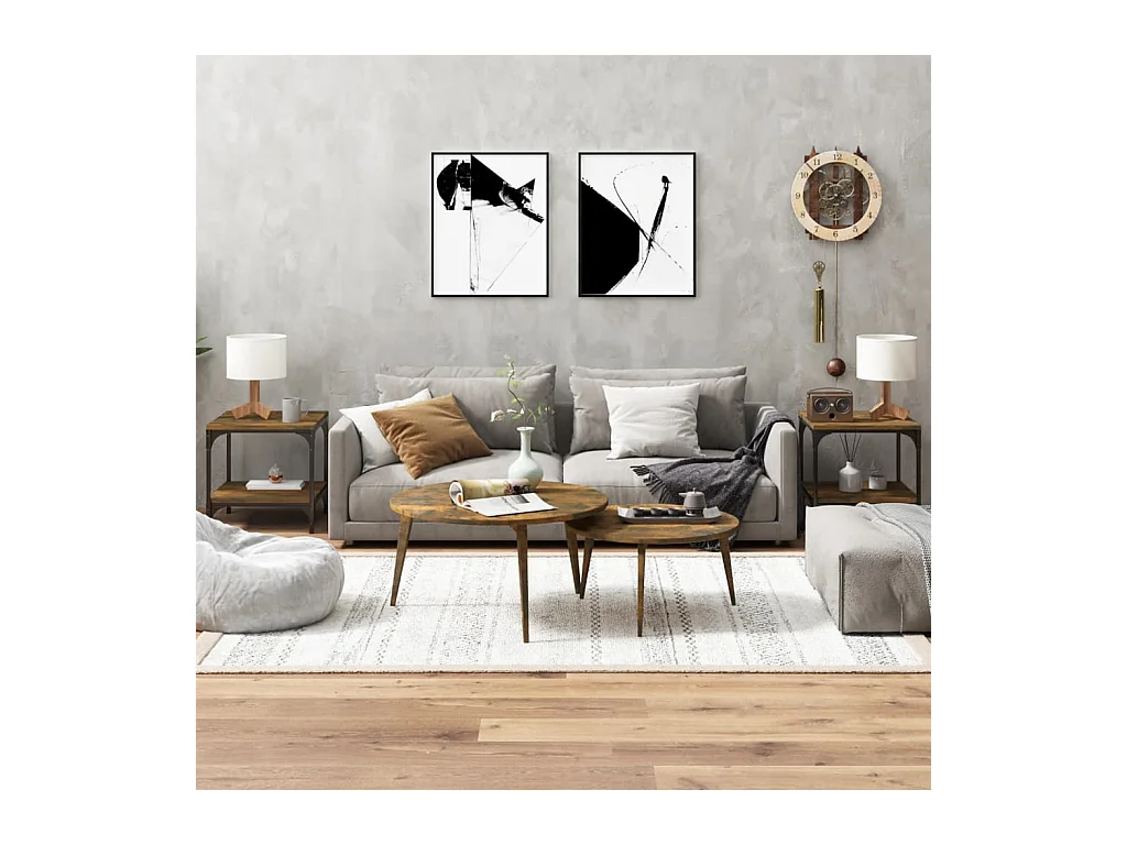 Tables d'appoint 2 pcs Chêne fumé 40x40x40 cm Bois d'ingénierie