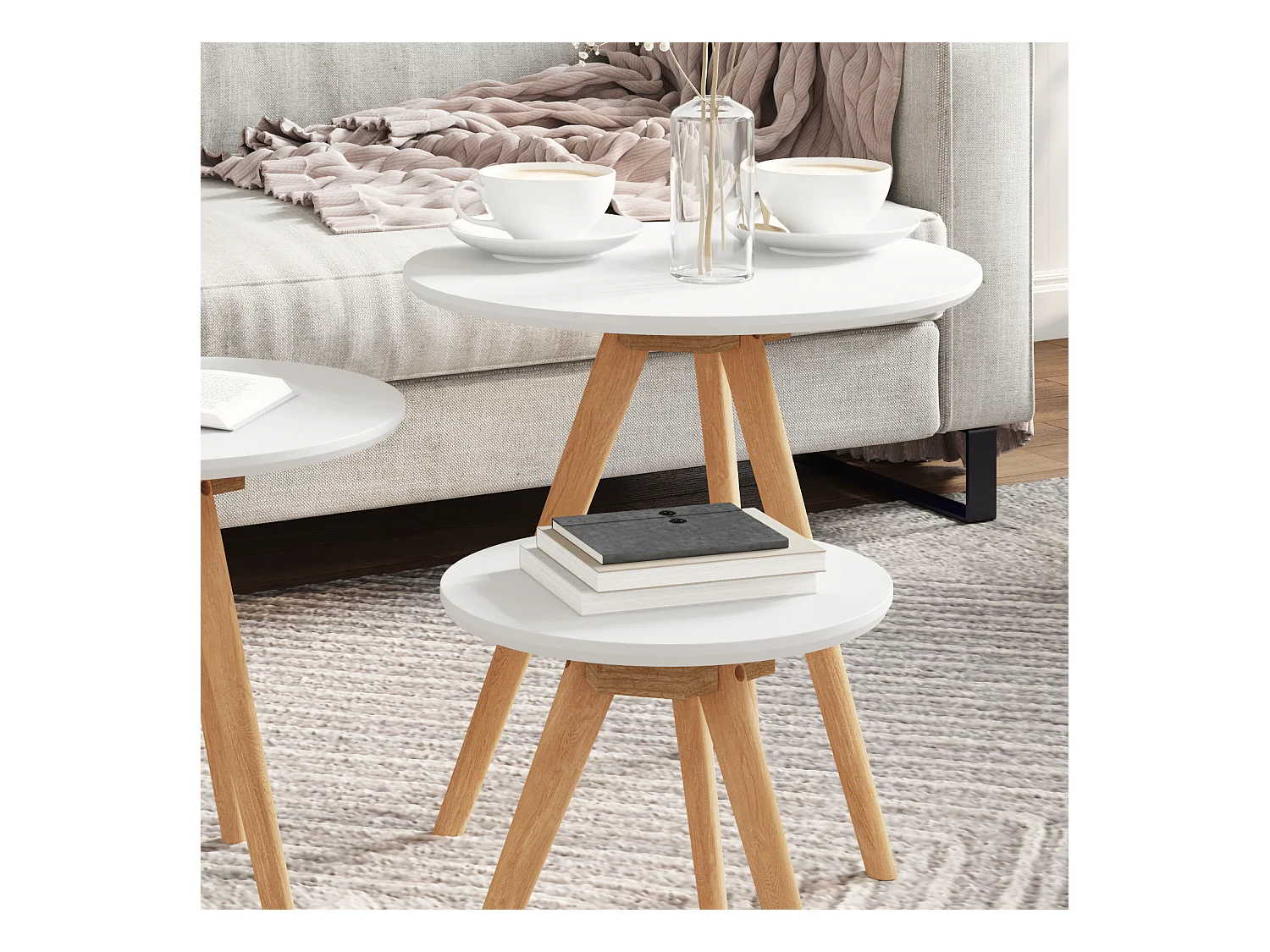 Juego de mesa de centro de nogal macizo y madera de ingeniería