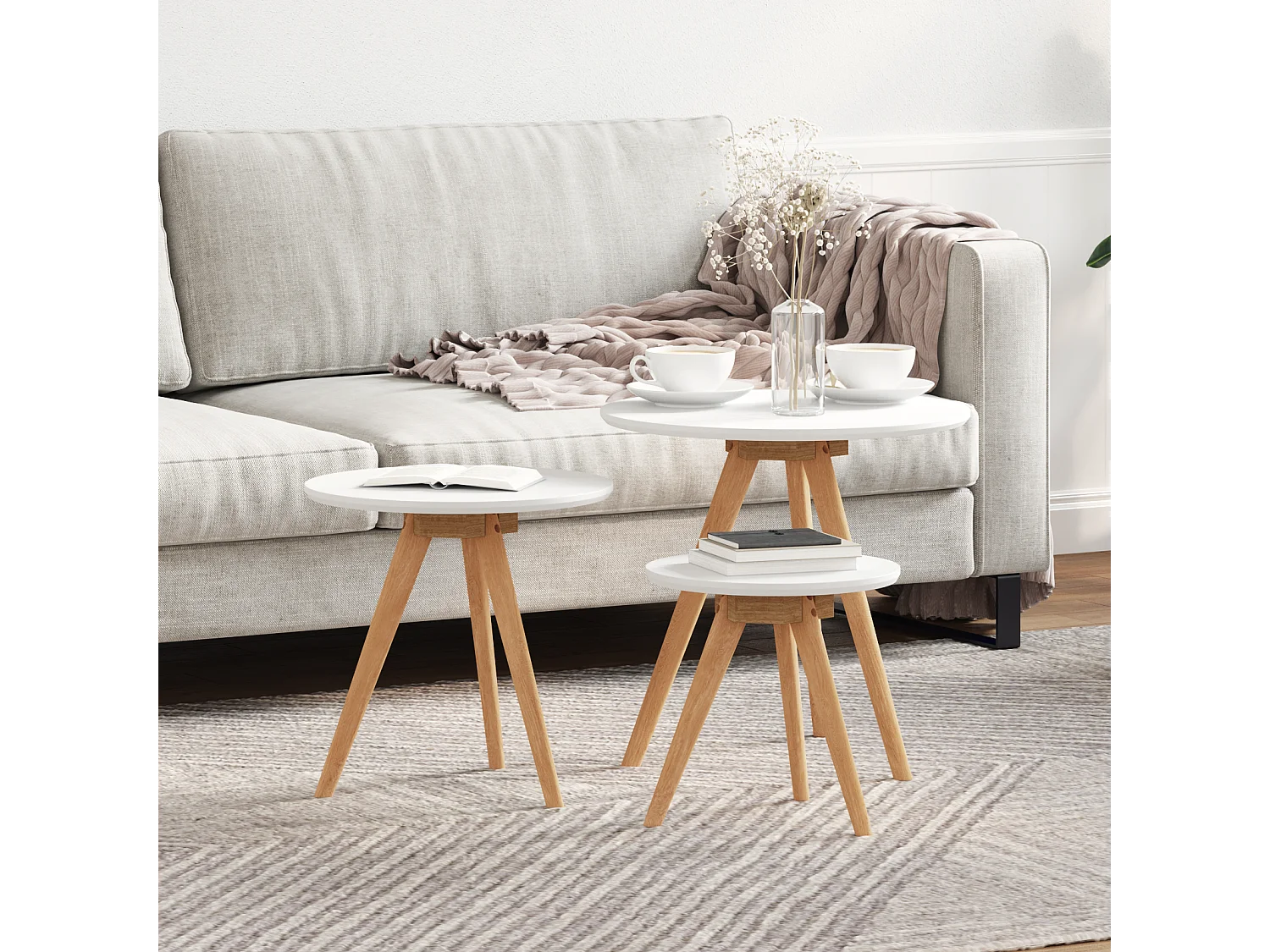 Juego de mesa de centro de nogal macizo y madera de ingeniería