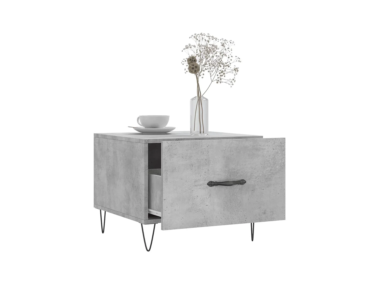 Salontafels 2 stuks betongrijs 50x50x40 cm bewerkt hout