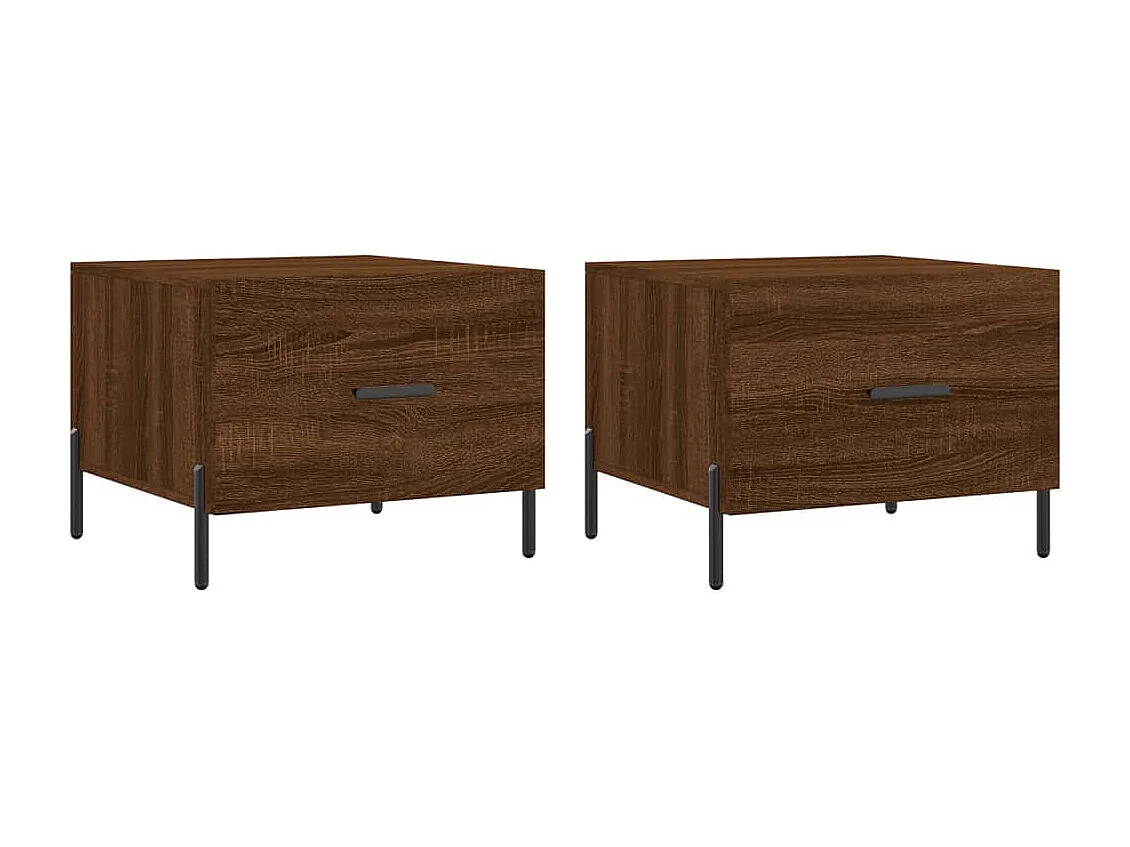 Tavolini da caffè 2 pezzi rovere marrone 50x50x40 cm in legno ingegnerizzato