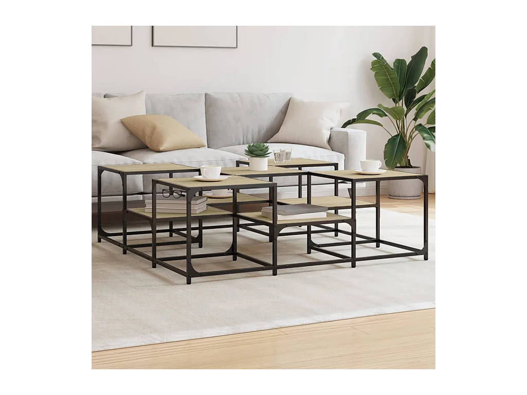 Table basse chêne sonoma 121x121x40 cm bois d'ingénierie