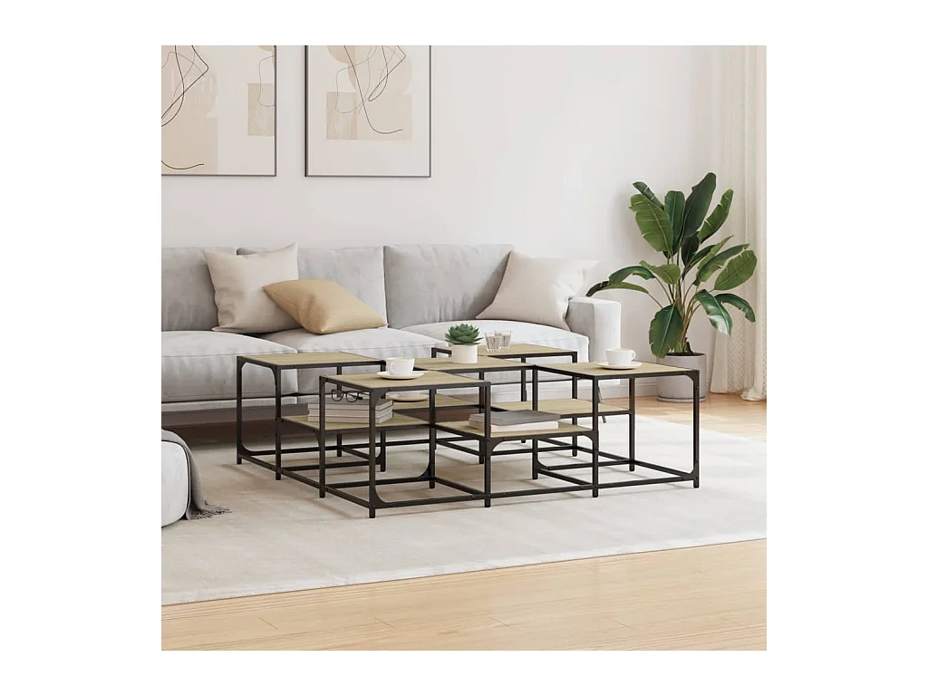 Table basse chêne sonoma 121x121x40 cm bois d'ingénierie