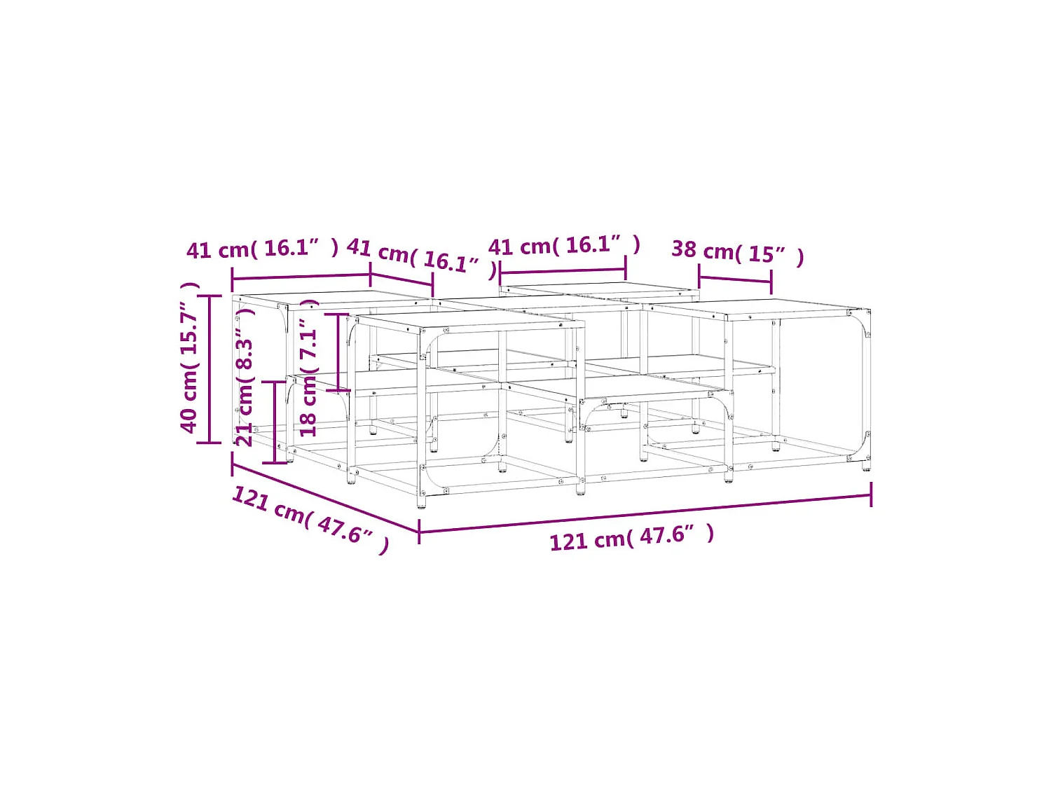 Table basse chêne sonoma 121x121x40 cm bois d'ingénierie
