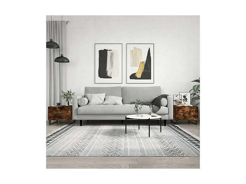 Tables basses 2 pcs chêne fumé 50x50x40 cm bois d'ingénierie