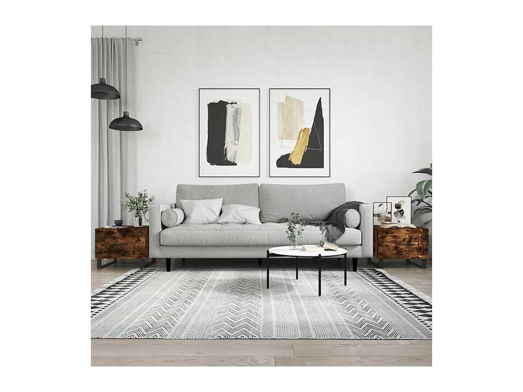 Tables basses 2 pcs chêne fumé 50x50x40 cm bois d'ingénierie