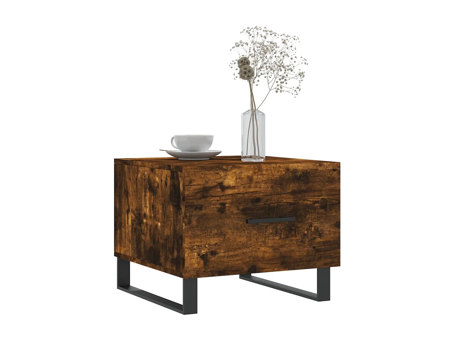 Salontafels 2 stuks gerookt eiken 50x50x40 cm bewerkt hout