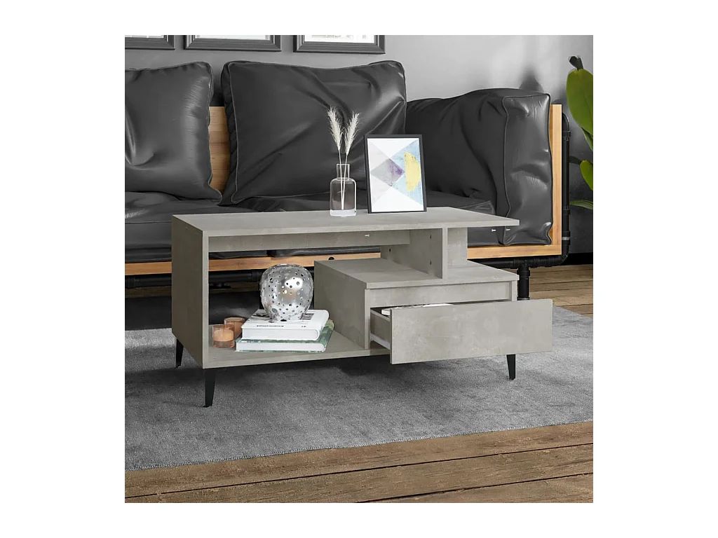 Table basse Gris béton 90x49x45 cm Bois d'ingénierie