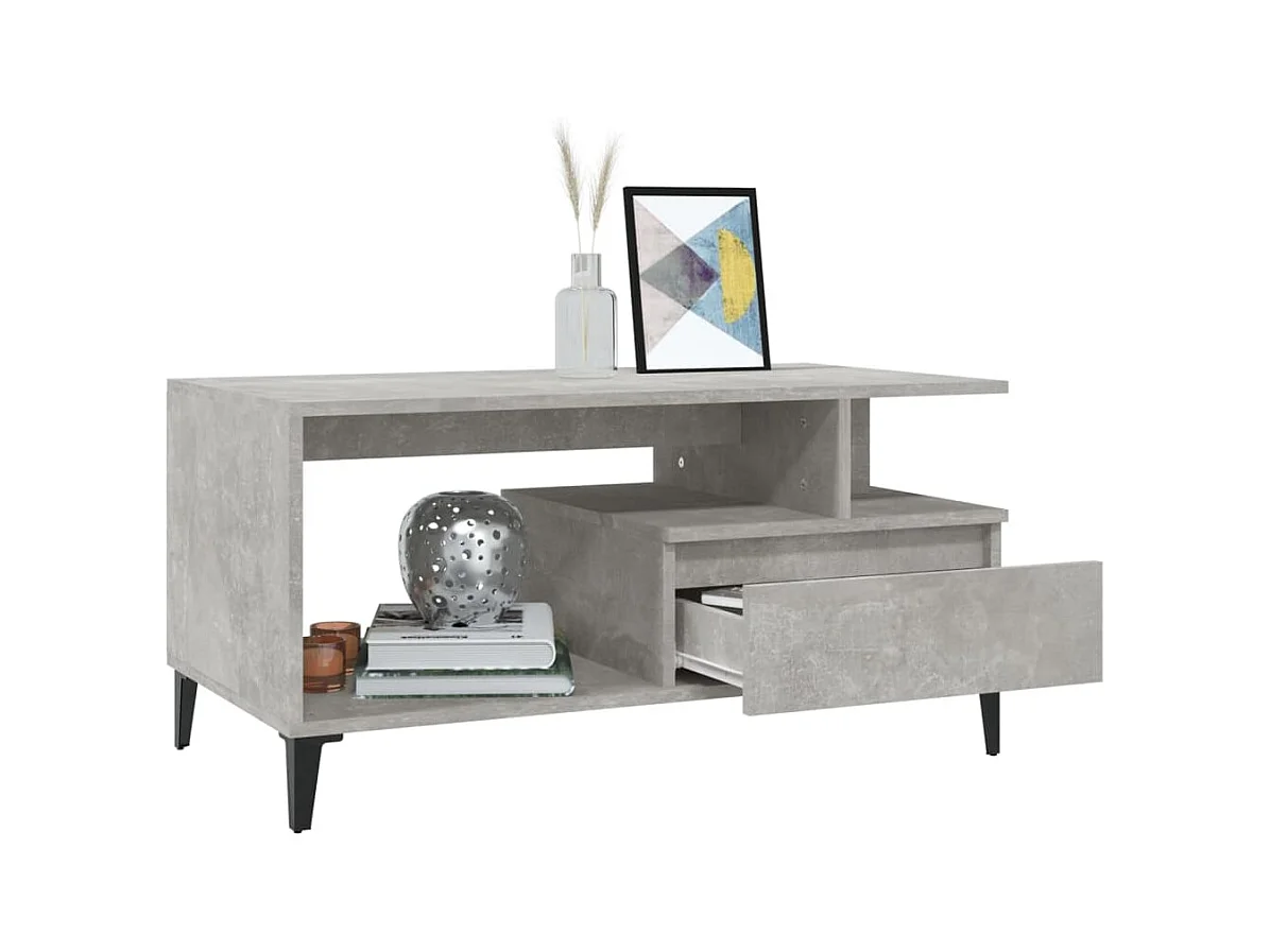 Table basse Gris béton 90x49x45 cm Bois d'ingénierie