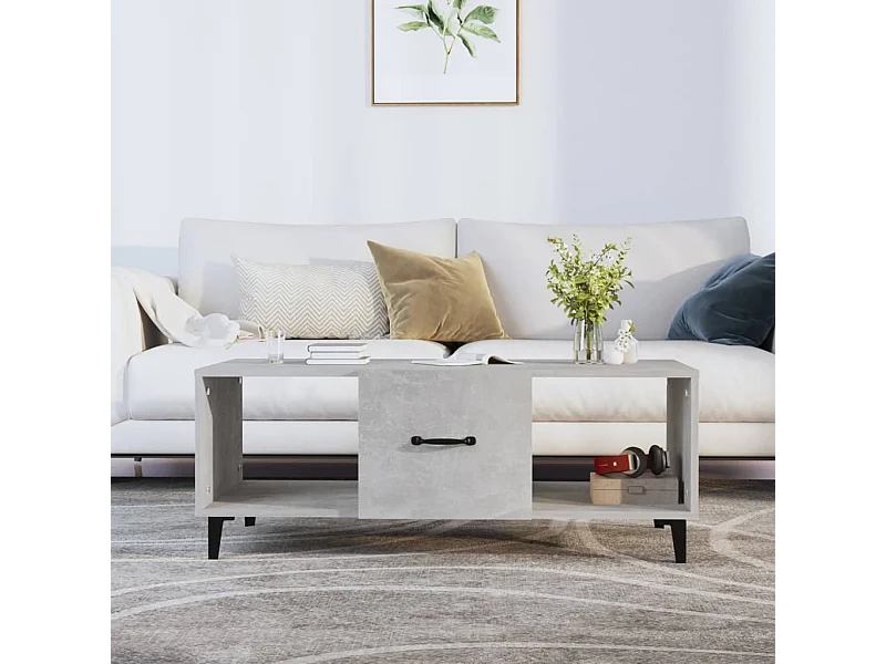 Table basse Gris béton 102x50x40 cm Bois d'ingénierie