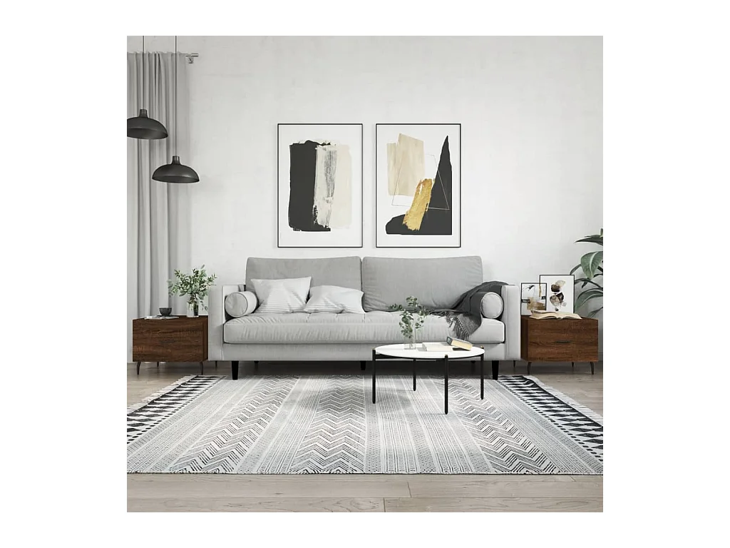 Salontafels 2 stuks eikenbruin 50x50x40 cm bewerkt hout