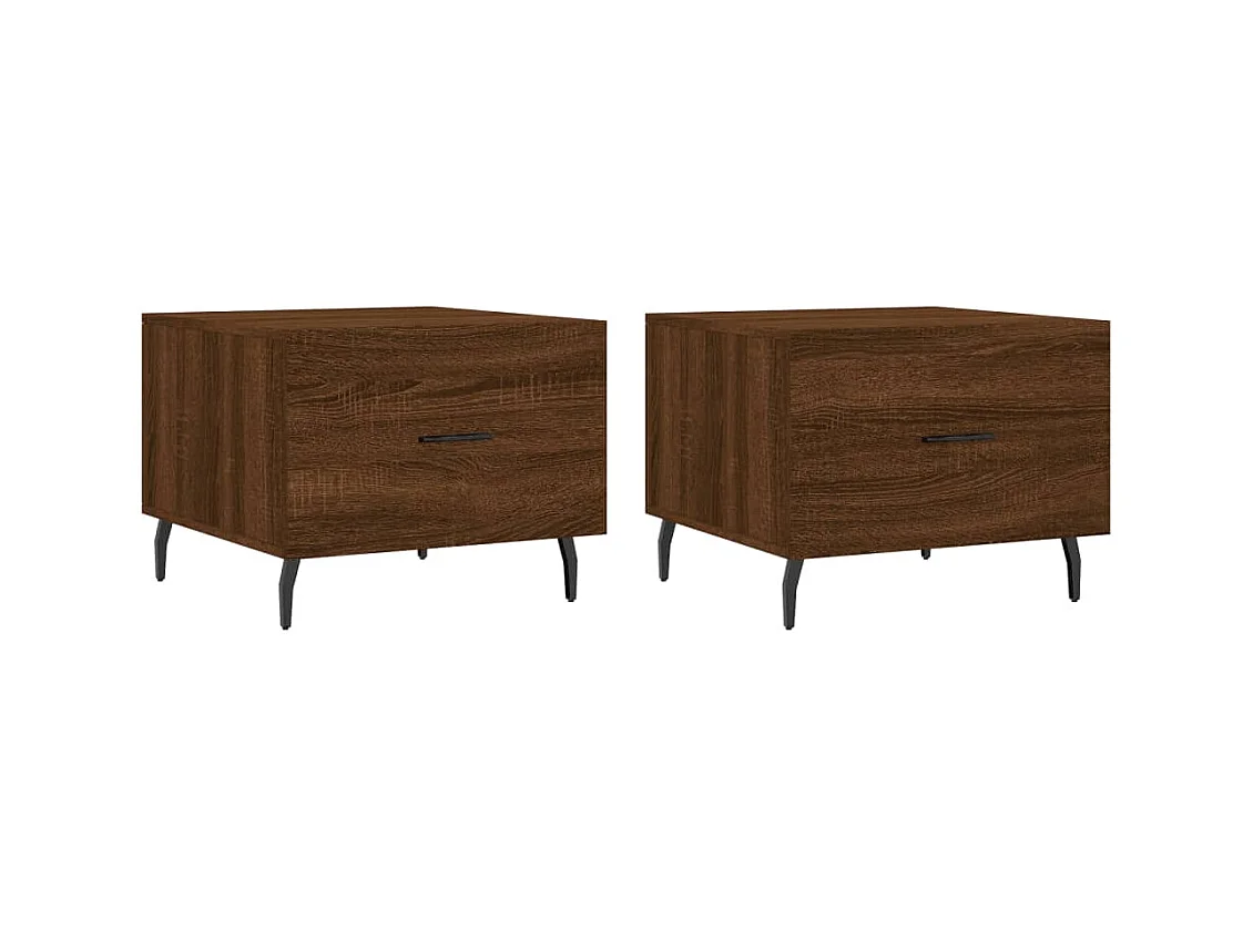 Salontafels 2 stuks eikenbruin 50x50x40 cm bewerkt hout
