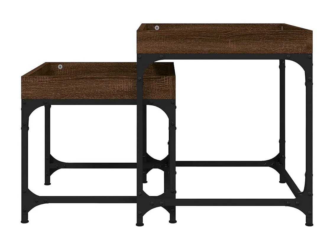 Tavolini laterali 2 pezzi in legno ingegnerizzato color rovere marrone