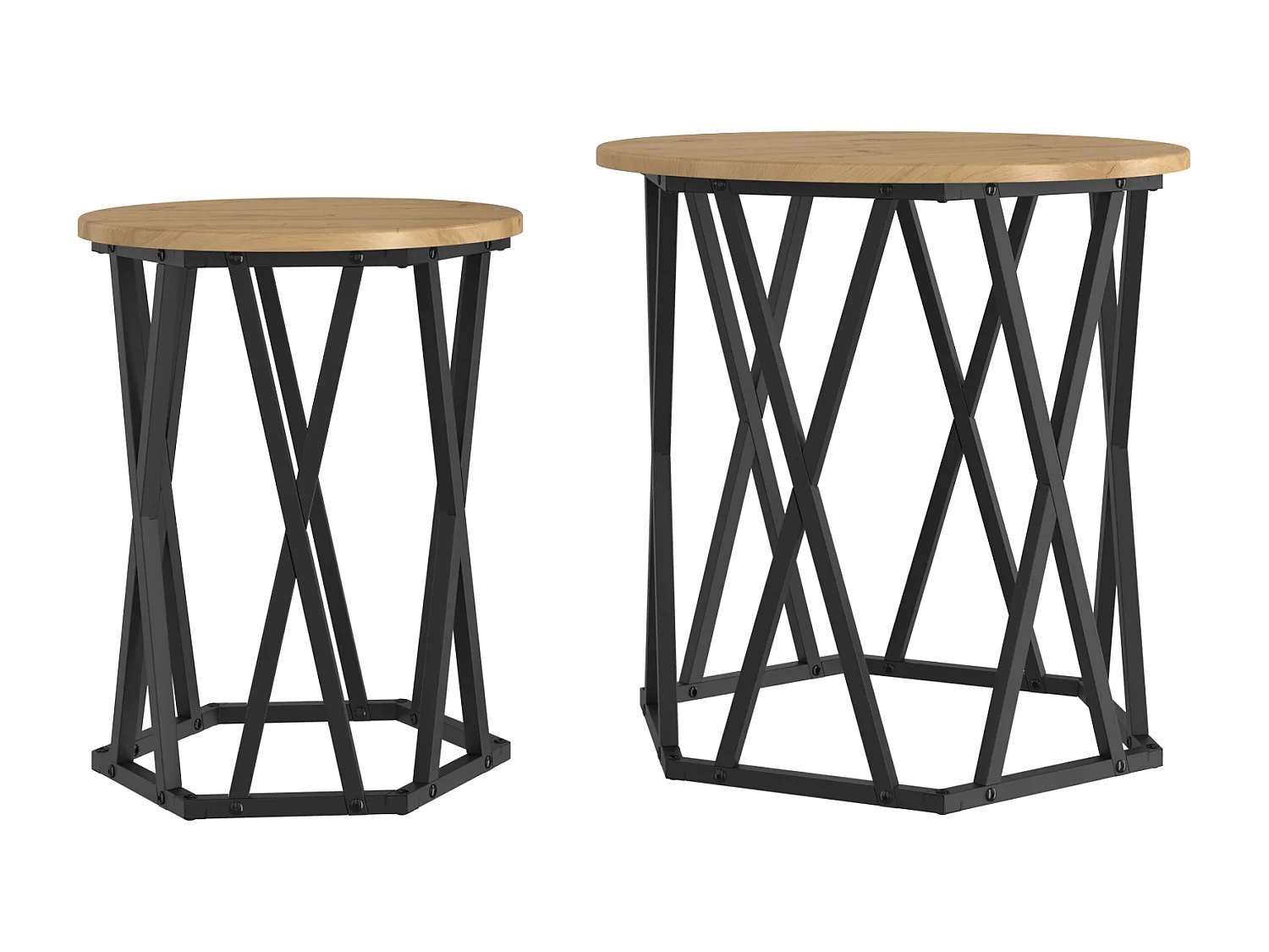 Tables d'appoint 2 pcs en bois d'ingénierie