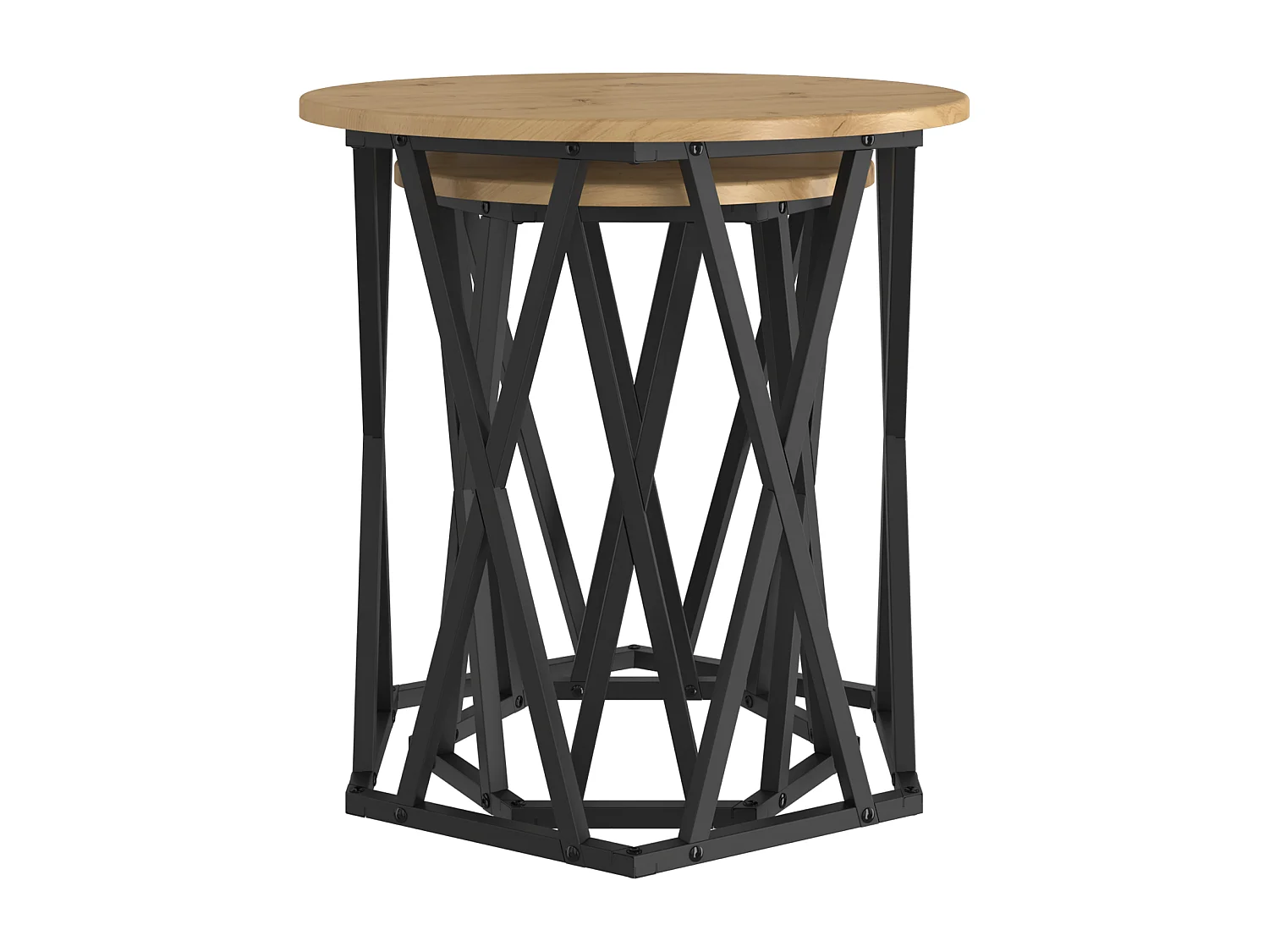 Tables d'appoint 2 pcs en bois d'ingénierie