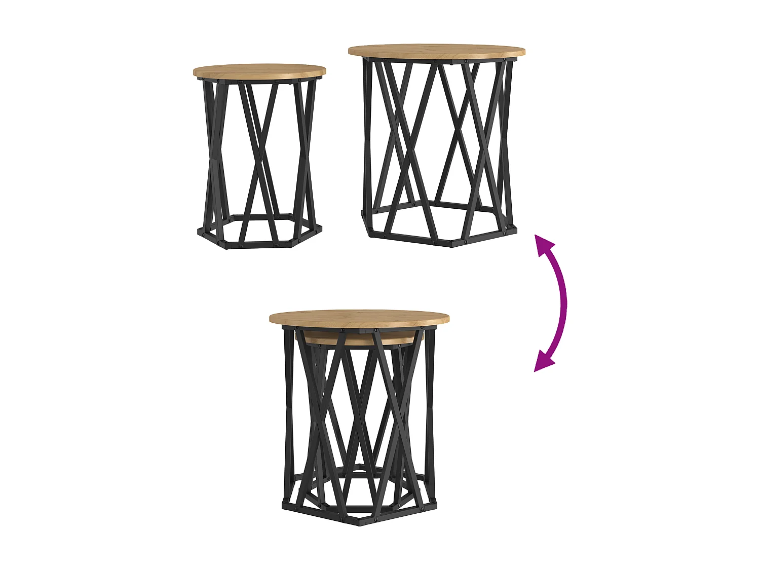 Tables d'appoint 2 pcs en bois d'ingénierie