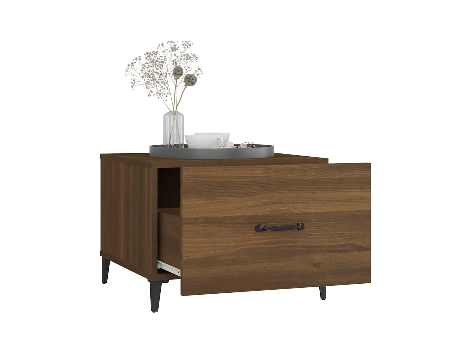 Salontafels met metalen poten 2 stuks Bruin eiken 50x50x40cm