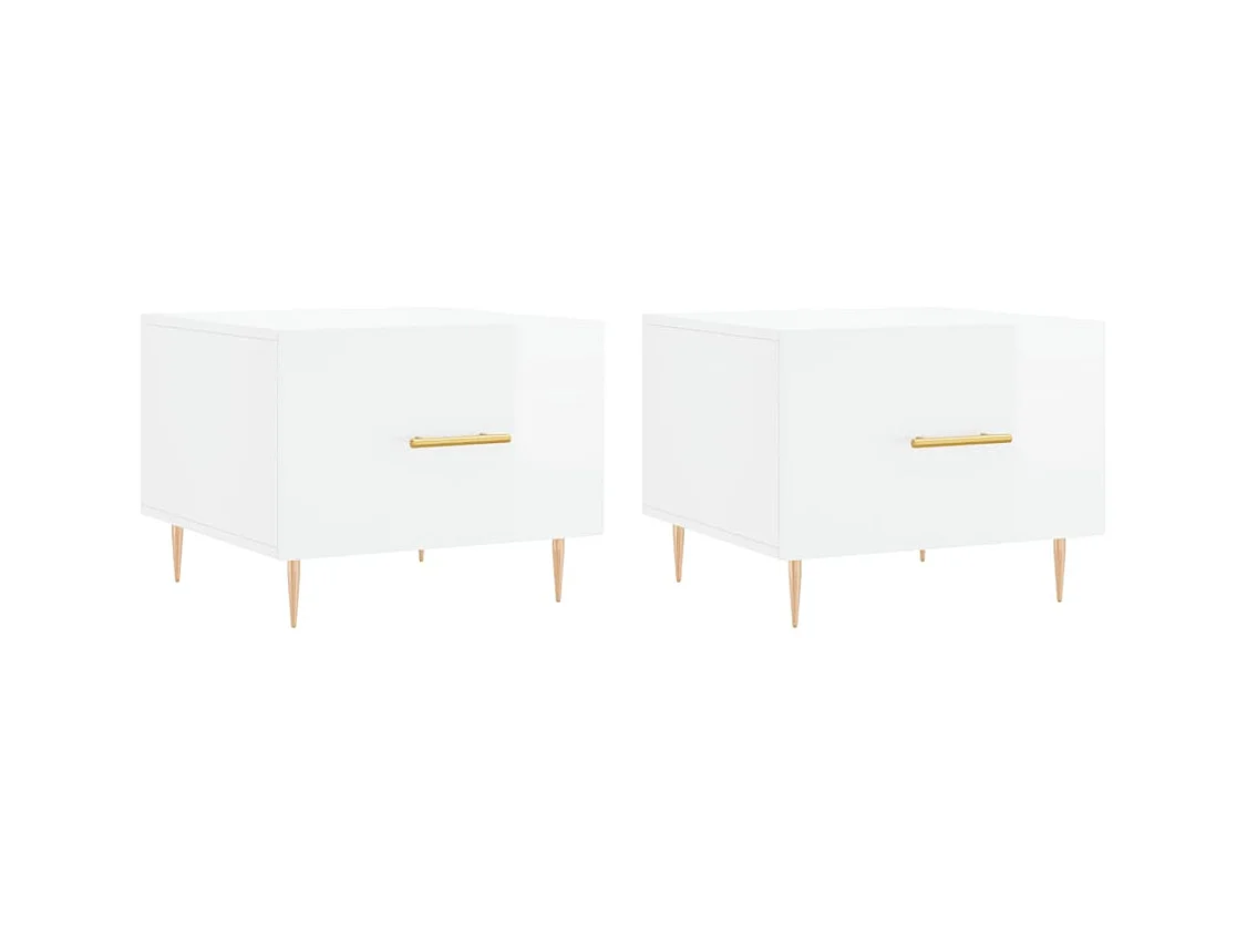Tables basses 2 pcs blanc brillant 50x50x40cm bois d'ingénierie