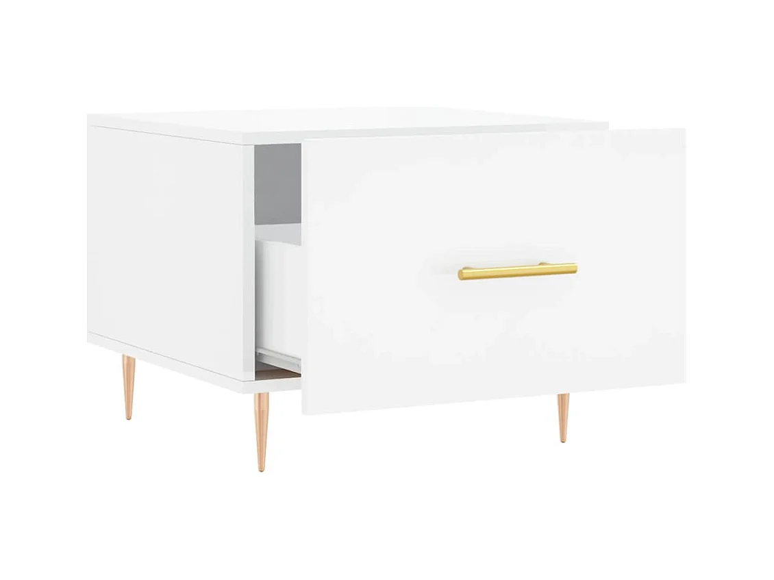 Salontafels 2 stuks wit hoogglans 50x50x40cm bewerkt hout