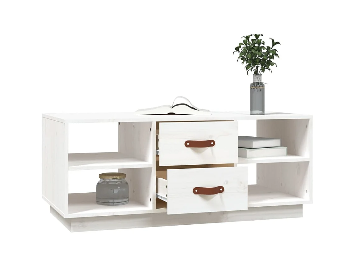 Couchtisch Weiß 100x50x41 cm Massivholz Kiefer