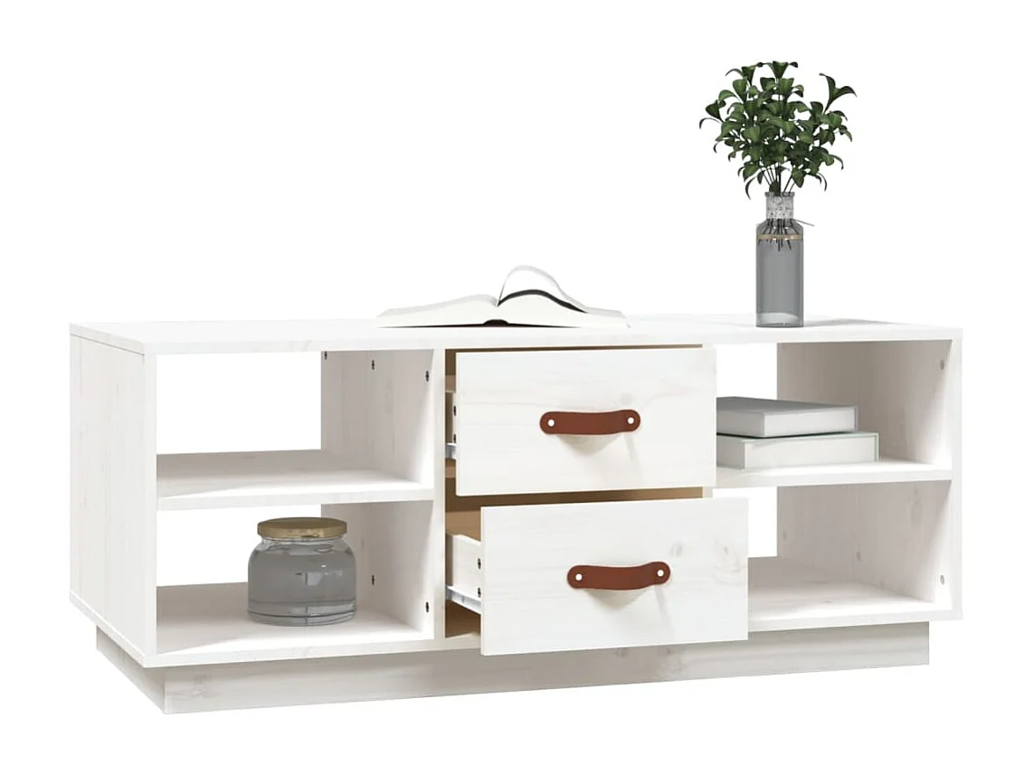 Couchtisch Weiß 100x50x41 cm Massivholz Kiefer