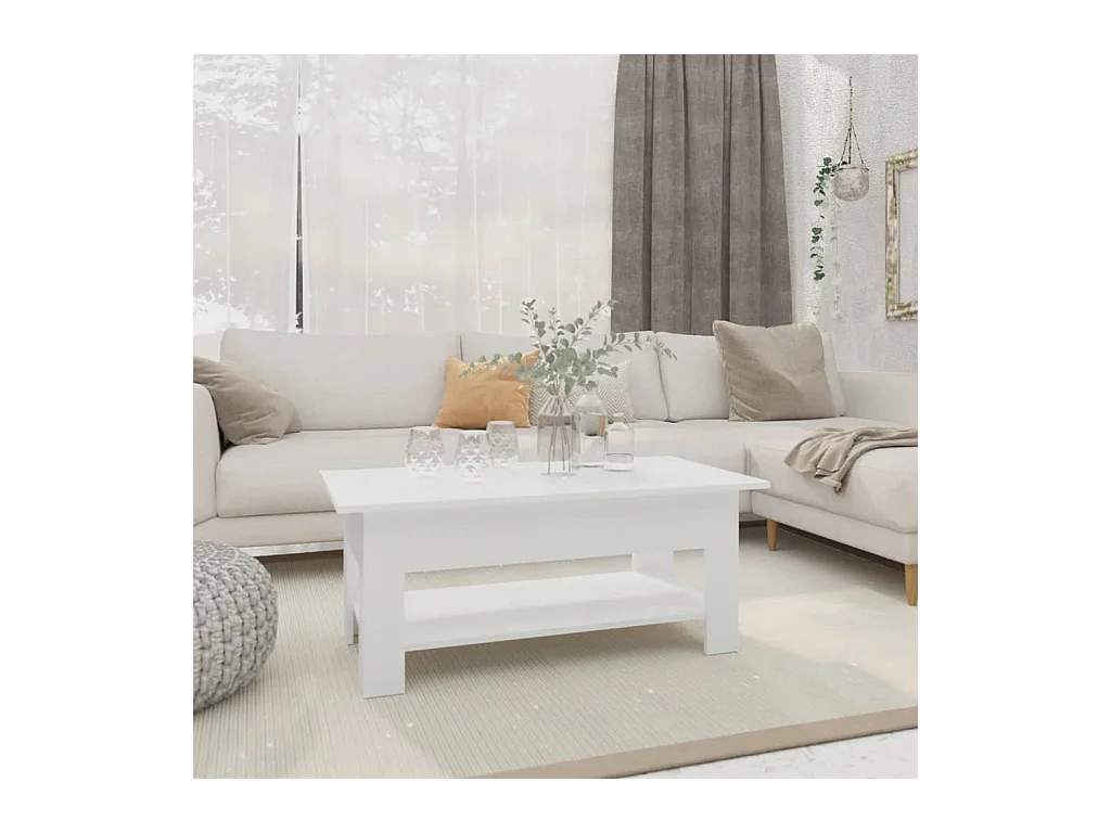 Table basse blanc 102x55x42 cm bois d'ingénierie