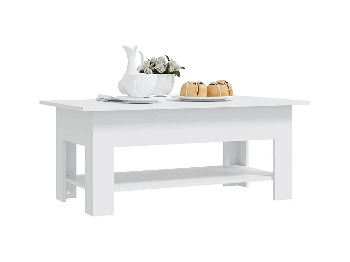 Table basse blanc 102x55x42 cm bois d'ingénierie