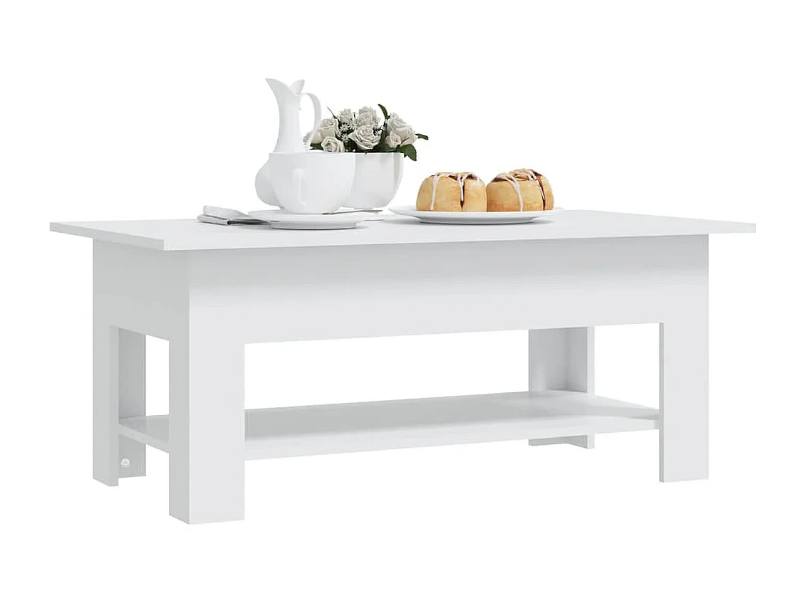 Table basse blanc 102x55x42 cm bois d'ingénierie