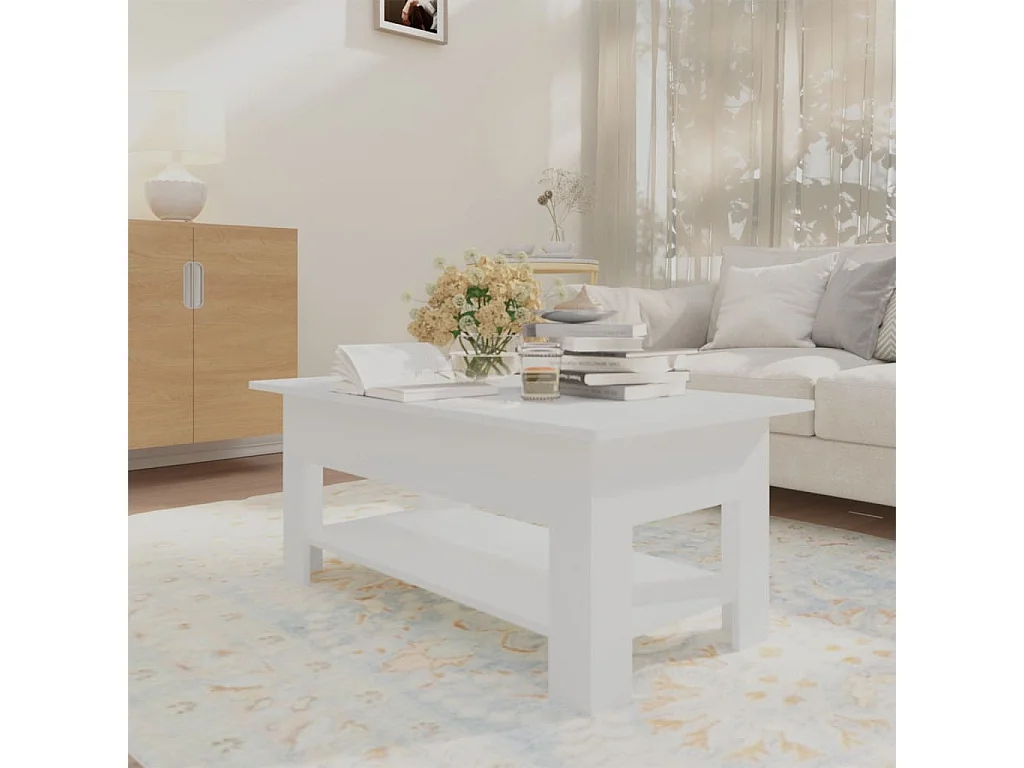 Table basse blanc 102x55x42 cm bois d'ingénierie