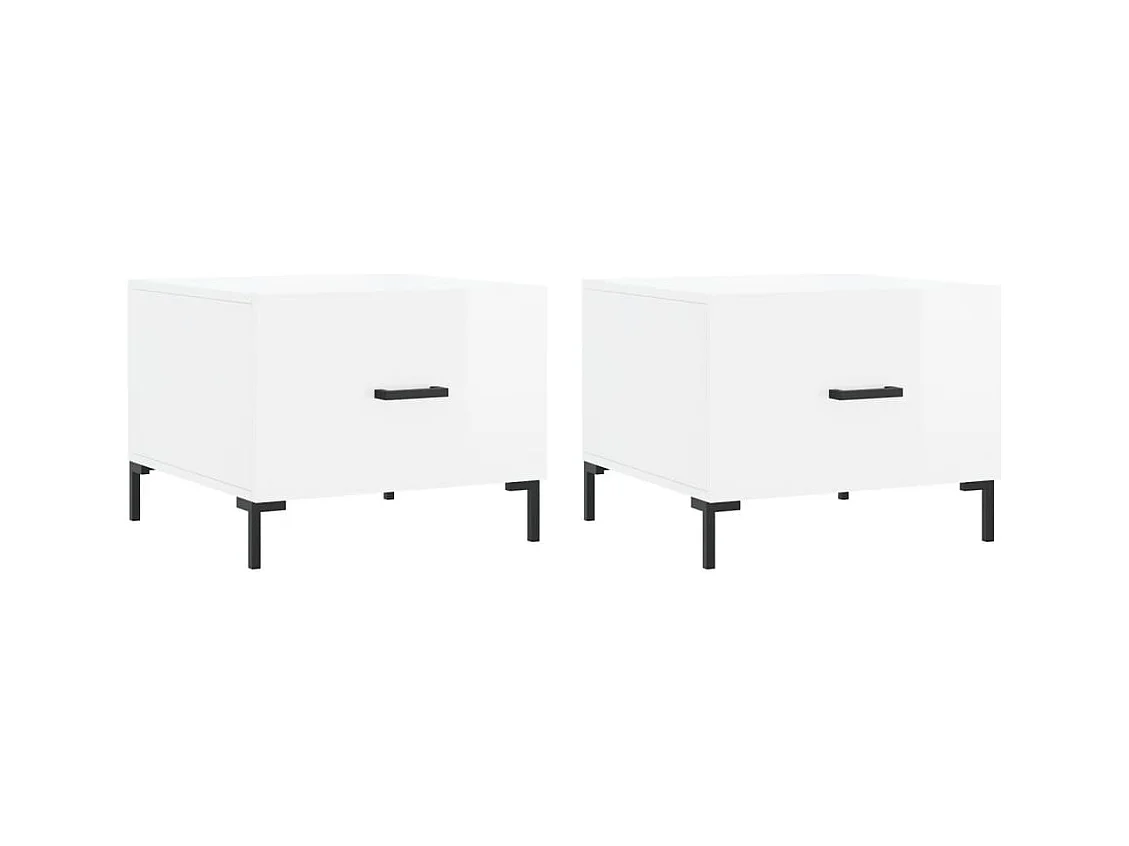 Salontafels 2 stuks wit hoogglans 50x50x40cm bewerkt hout