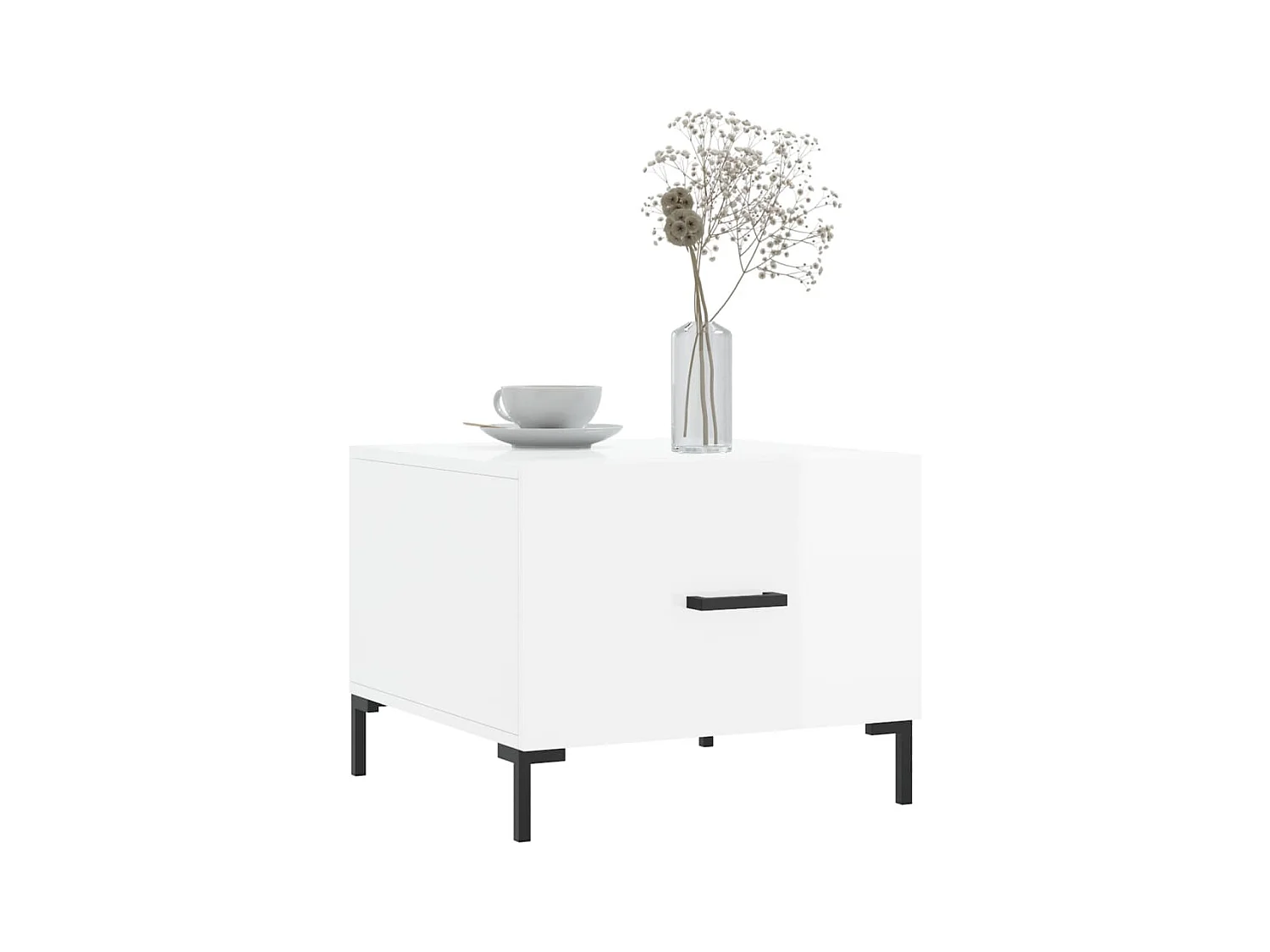 Salontafels 2 stuks wit hoogglans 50x50x40cm bewerkt hout