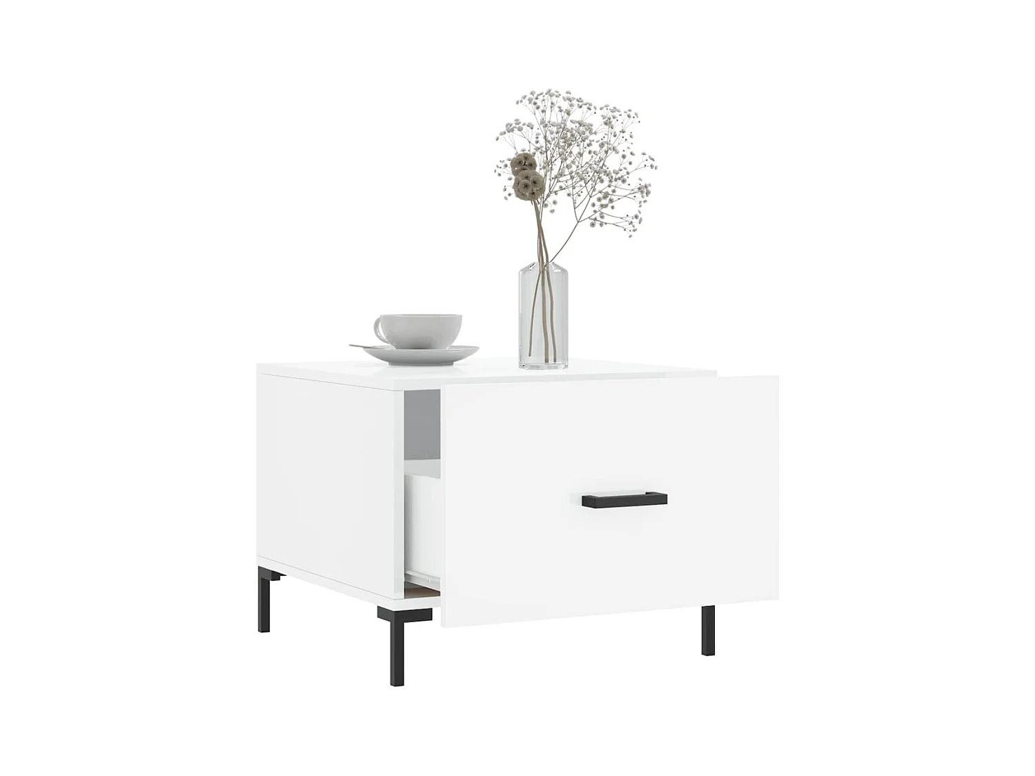 Salontafels 2 stuks wit hoogglans 50x50x40cm bewerkt hout