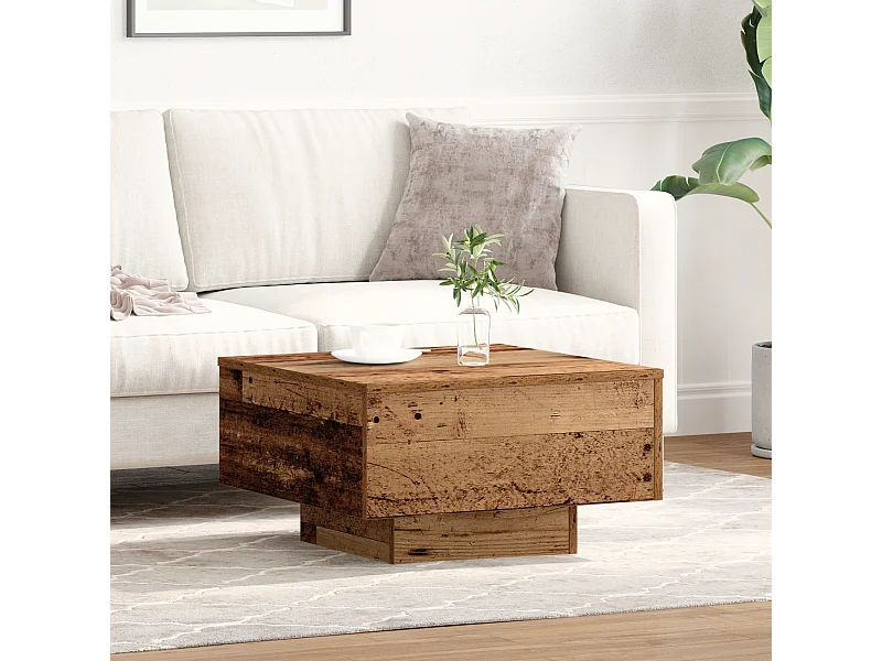 Table Basse , Bois Ancien, 55x55x31 cm, Bois Ingénierie