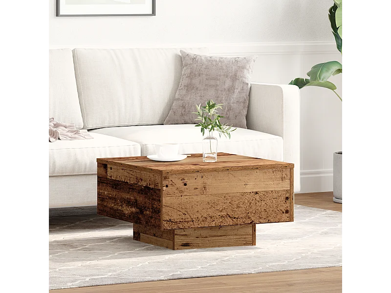 Table Basse , Bois Ancien, 55x55x31 cm, Bois Ingénierie