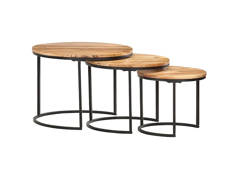 Tables gigognes 3 pcs Bois d'acacia massif