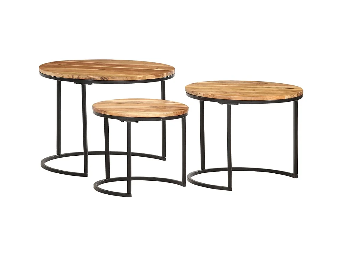 Tables gigognes 3 pcs Bois d'acacia massif