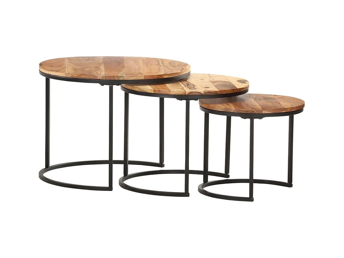 Tables gigognes 3 pcs Bois d'acacia massif