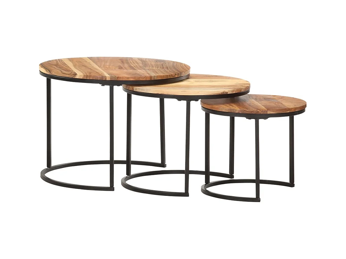 Tables gigognes 3 pcs Bois d'acacia massif