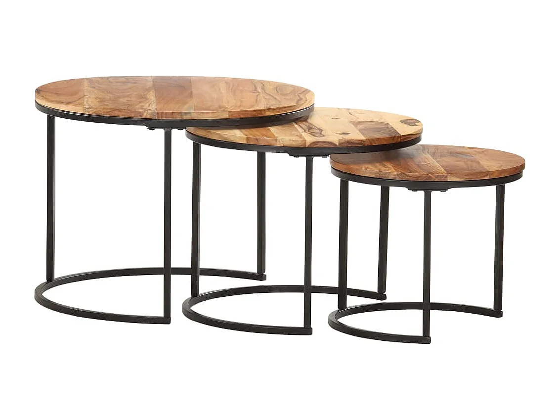 Tables gigognes 3 pcs Bois d'acacia massif